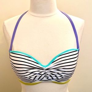 Victoria’s Secret The Getaway Halter Strappy
Underwire Stripe Bikini Top SZ 36C